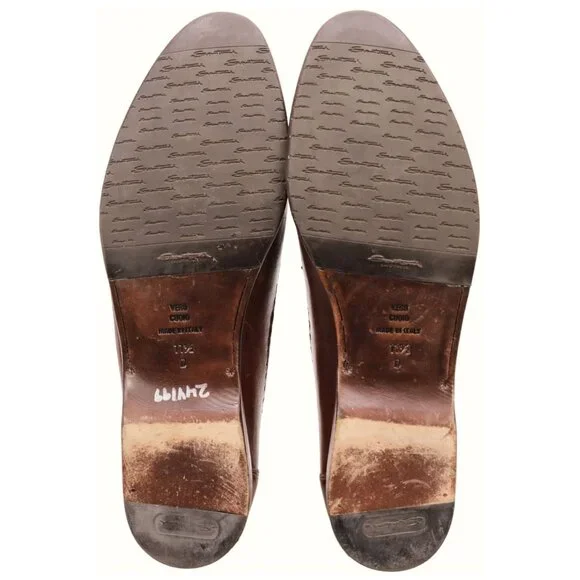 Santoni Italy All Leather Tassel Loafers Brown Moccasins Men\'s 11.5D Dress Shoes Santoni Italy All Leather Tassel Loafers Brown Moccasins  main image 2